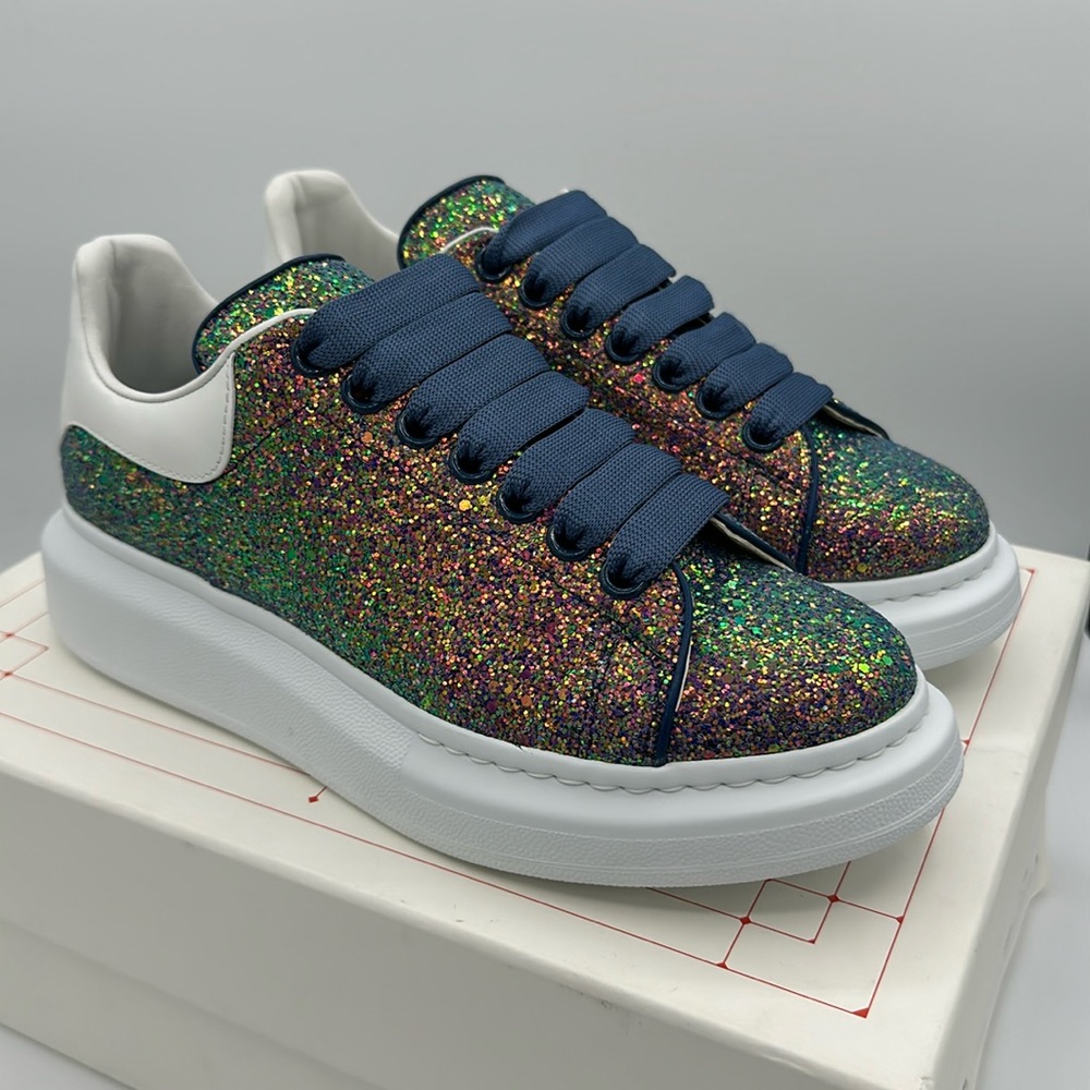 Alexander McQueen Glitter Oversized Sneakers Size 38 EU / 8 US NIB
